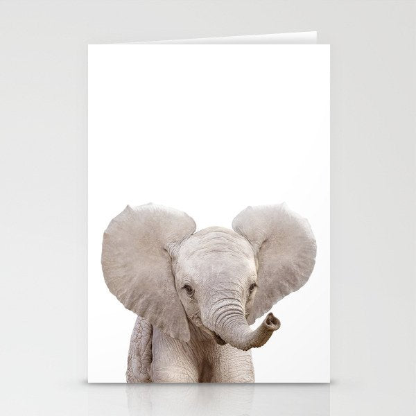 Baby Elephant, Safari Nursery Decor, Baby Animals Art Print by Synplus Stationery Card Gallery Image 2