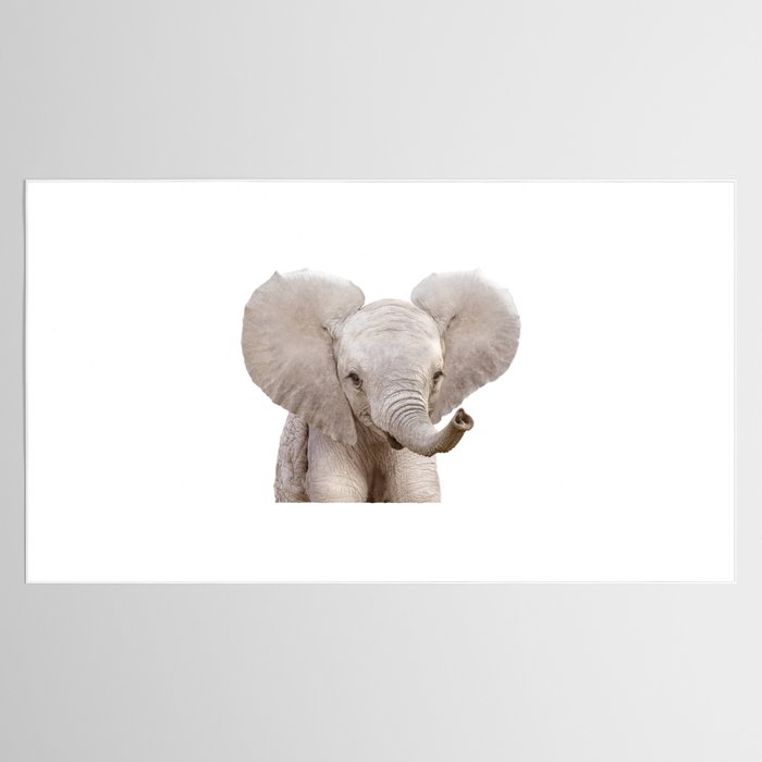 Baby Elephant, Safari Nursery Decor, Baby Animals Art Print by Synplus Tablecloth Gallery Image 2