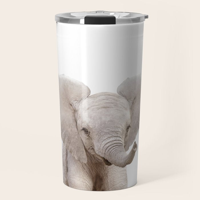 Baby Elephant, Safari Nursery Decor, Baby Animals Art Print by Synplus Travel Mug Gallery Image 1