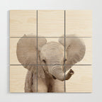 Baby Elephant, Safari Nursery Decor, Baby Animals Art Print by Synplus Wood Wall Art Gallery Image 1