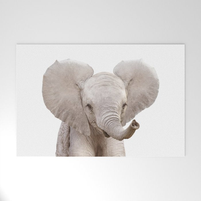Baby Elephant, Safari Nursery Decor, Baby Animals Art Print by Synplus Welcome Mat Gallery Image 1