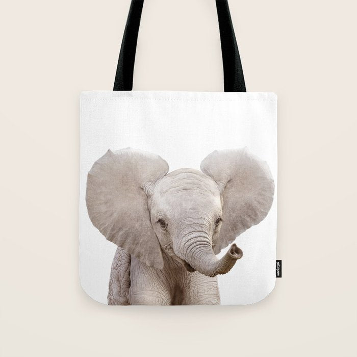 Baby Elephant, Safari Nursery Decor, Baby Animals Art Print by Synplus Tote Bag Gallery Image 1