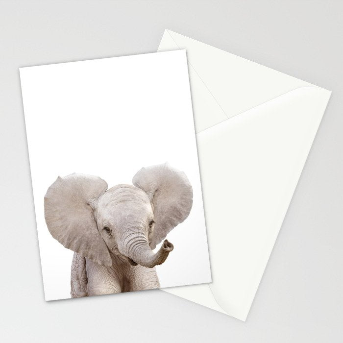 Baby Elephant, Safari Nursery Decor, Baby Animals Art Print by Synplus Stationery Card Gallery Image 2