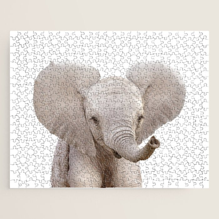 Baby Elephant, Safari Nursery Decor, Baby Animals Art Print by Synplus Jigsaw Puzzle Gallery Image 1