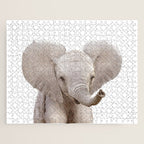Baby Elephant, Safari Nursery Decor, Baby Animals Art Print by Synplus Jigsaw Puzzle Gallery Image 1