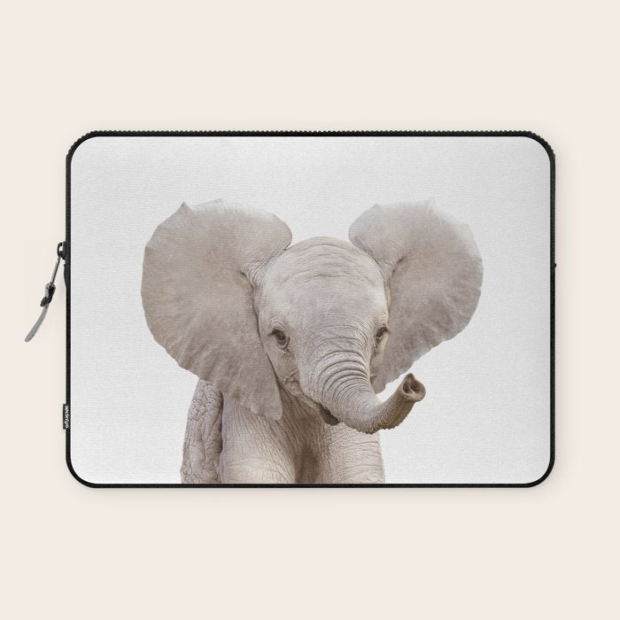 Baby Elephant, Safari Nursery Decor, Baby Animals Art Print by Synplus Laptop Sleeve Gallery Image 1
