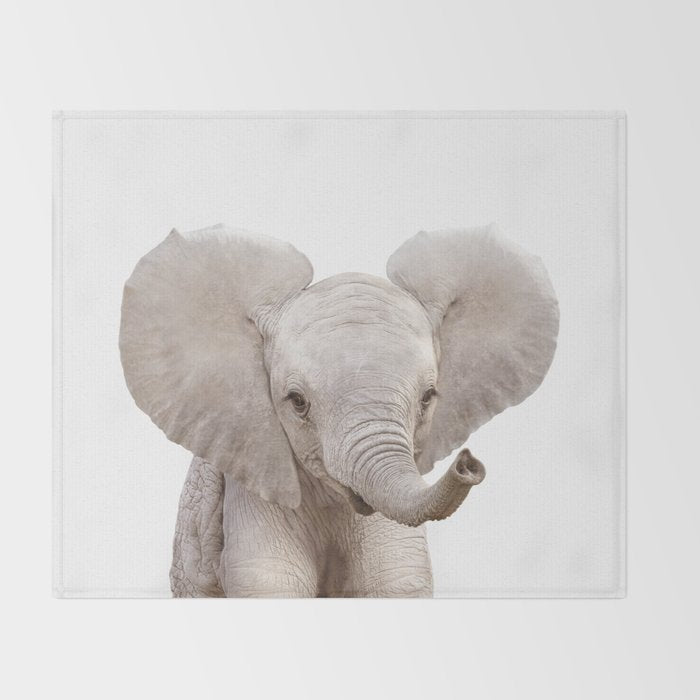 Baby Elephant, Safari Nursery Decor, Baby Animals Art Print by Synplus Throw Blanket Gallery Image 2