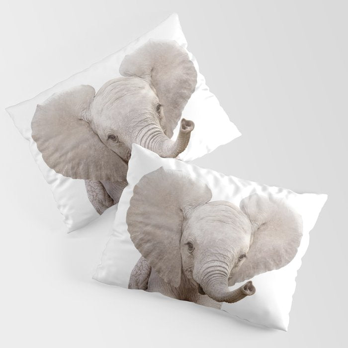 Baby Elephant, Safari Nursery Decor, Baby Animals Art Print by Synplus Pillow Sham Gallery Image 1