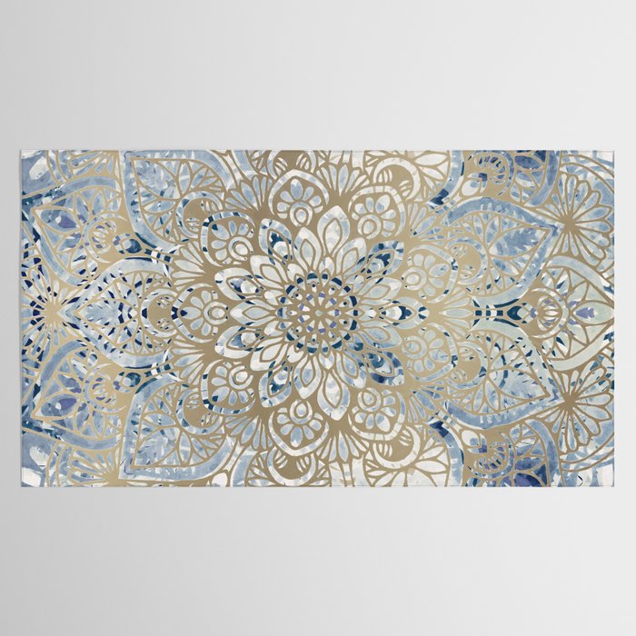 Yoga, Mandala, Blue and Gold Tablecloth Gallery Image 2