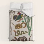 Snakes Birds Sunflower Art Print by Albertus Seba Duvet Cover Gallery Image 6