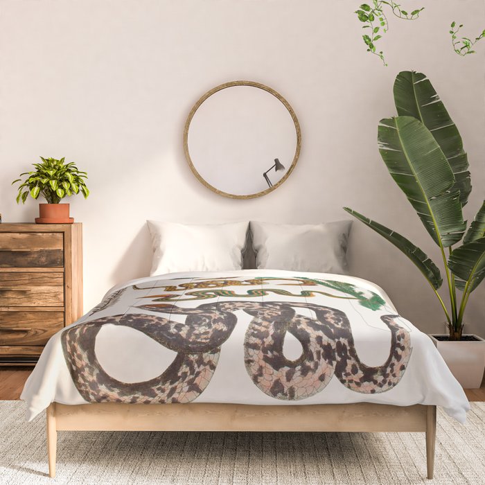 Snakes Birds Sunflower Art Print by Albertus Seba Comforter Gallery Image 3