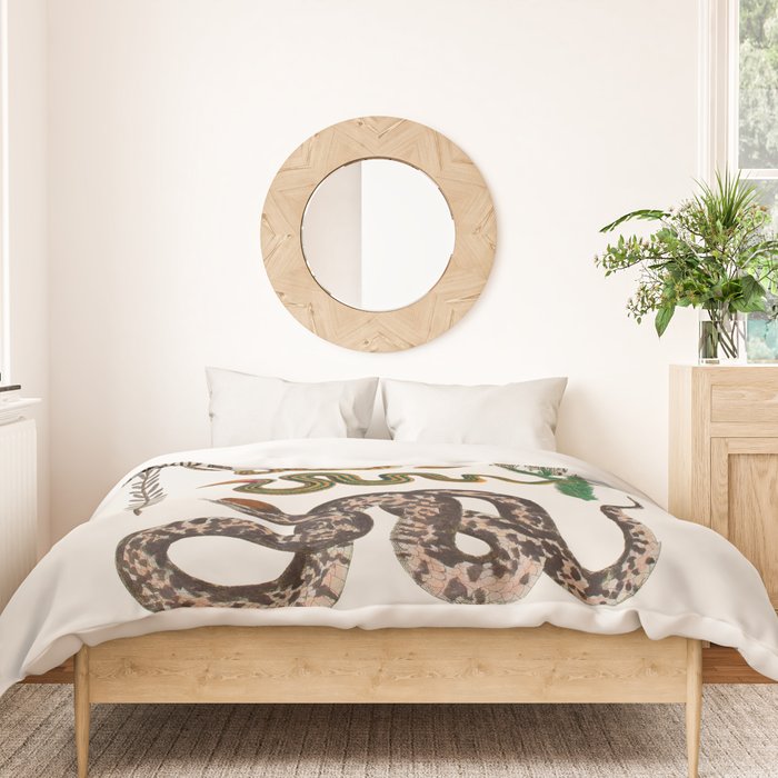 Snakes Birds Sunflower Art Print by Albertus Seba Duvet Cover Gallery Image 3