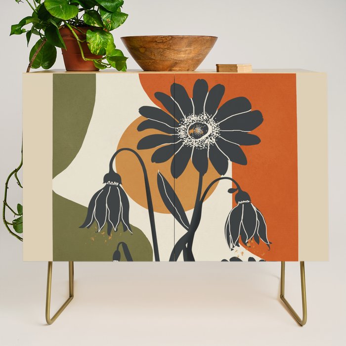 Modern Daisies in Contrast Credenza Gallery Image 1