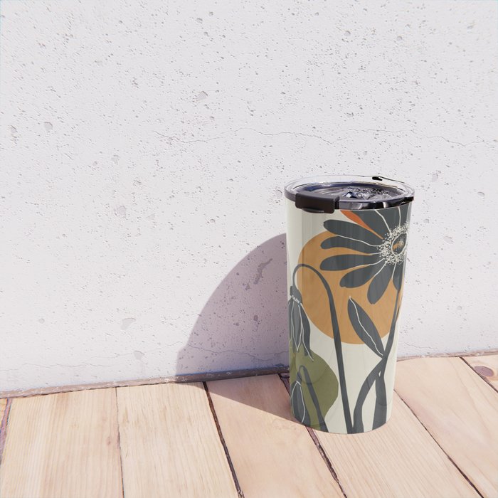 Modern Daisies in Contrast Travel Mug Gallery Image 4