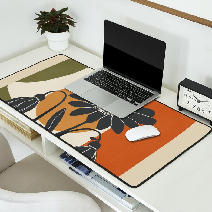 Modern Daisies in Contrast Desk Mat Gallery Image 2