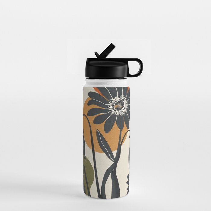 Modern Daisies in Contrast Water Bottle Gallery Image 1