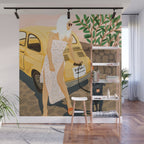 Tour, Pet Dog Walk, Italy Summer Fashion Woman, Animal Illustration, Travel Bohemian Cooper Painting Wall Mural Gallery Image 1
