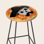 Charro mexican kawaii cute sugar skull mexican style cempasúchil mustache mexican sombrero skeleton  Stool Gallery Image 2