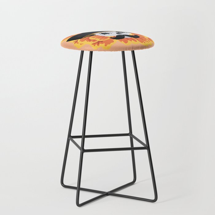 Charro mexican kawaii cute sugar skull mexican style cempasúchil mustache mexican sombrero skeleton  Stool Gallery Image 1