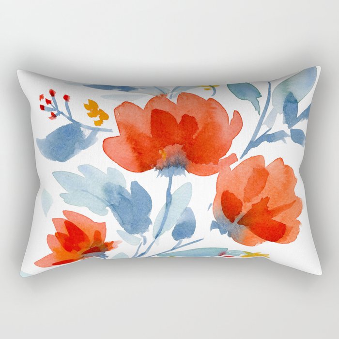 Watercolor Flowers Rectangular Pillow Gallery Image 1