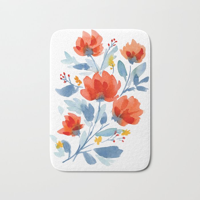 Watercolor Flowers Bath Mat Gallery Image 1