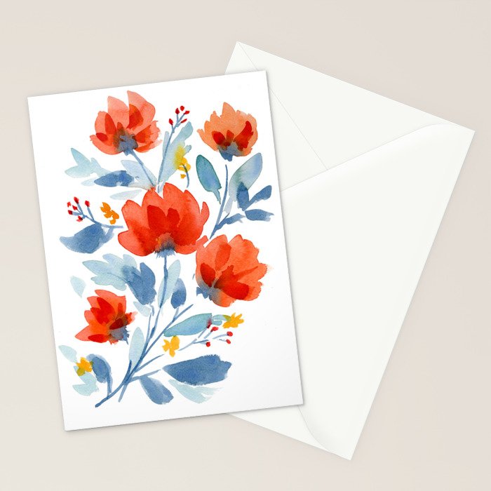 Watercolor Flowers Stationery Card Gallery Image 2