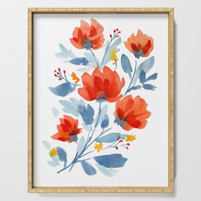 Watercolor Flowers Serving Tray Gallery Image 1