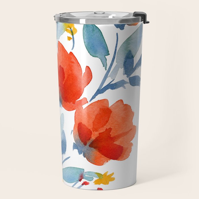 Watercolor Flowers Travel Mug Gallery Image 2