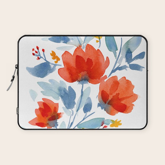 Watercolor Flowers Laptop Sleeve Gallery Image 1