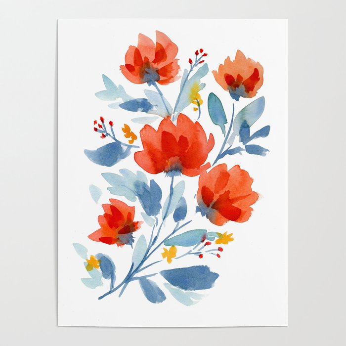 Watercolor Flowers Poster Gallery Image 4