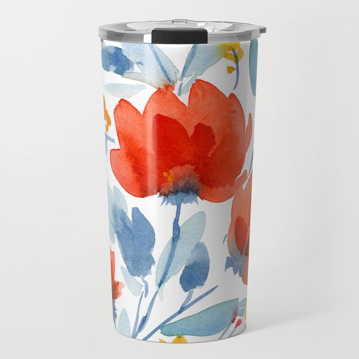 Watercolor Flowers Travel Mug Gallery Image 1