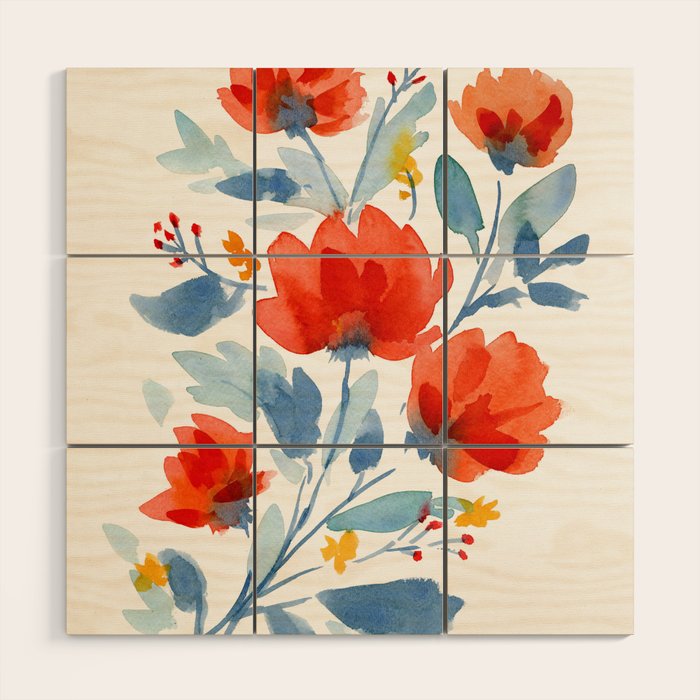 Watercolor Flowers Wood Wall Art Gallery Image 1