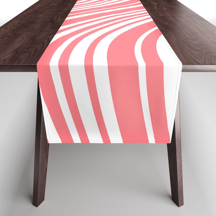 Wavy Stripes XXXII - Coral Pink Table Runner Gallery Image 1