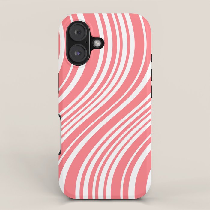Wavy Stripes XXXII - Coral Pink iPhone Case Gallery Image 1