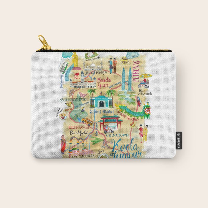 Illustrative map Kuala Lumpur Malaysia travel Carry All Pouch Gallery Image 1