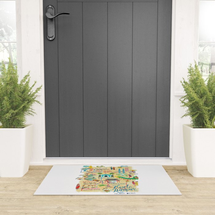 Illustrative map Kuala Lumpur Malaysia travel Welcome Mat Gallery Image 3