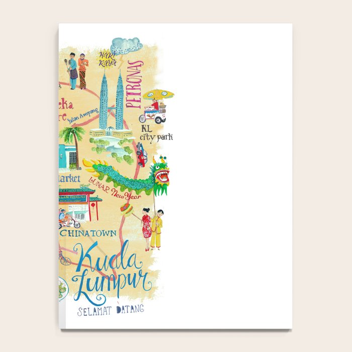 Illustrative map Kuala Lumpur Malaysia travel Notebook Gallery Image 4