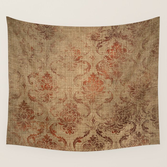 Aged Damask Texture 1 Wall Tapestry Gallery Image 1