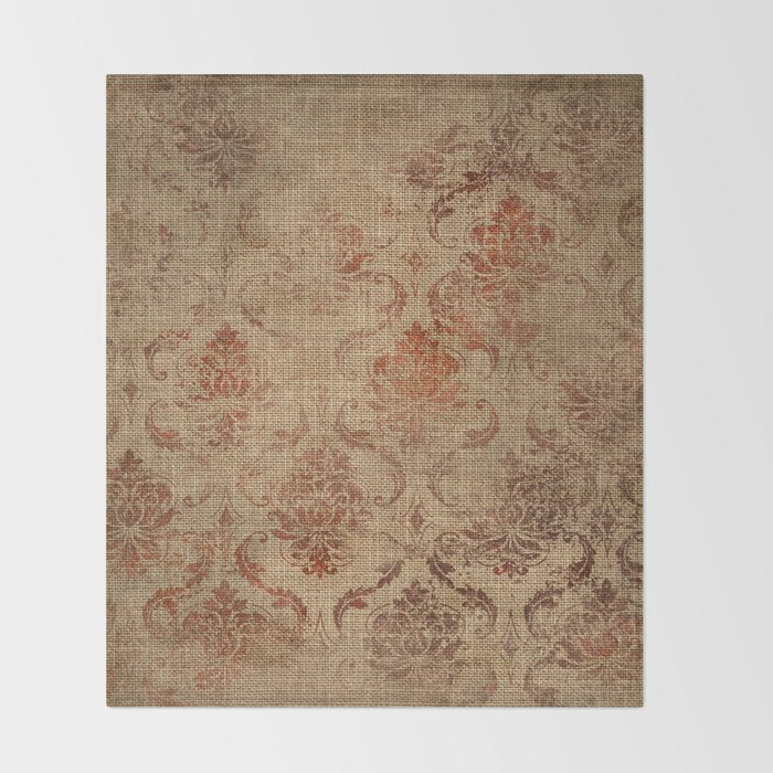 Aged Damask Texture 1 Throw Blanket Gallery Image 2