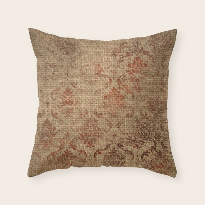 Aged Damask Texture 1 Throw Pillow