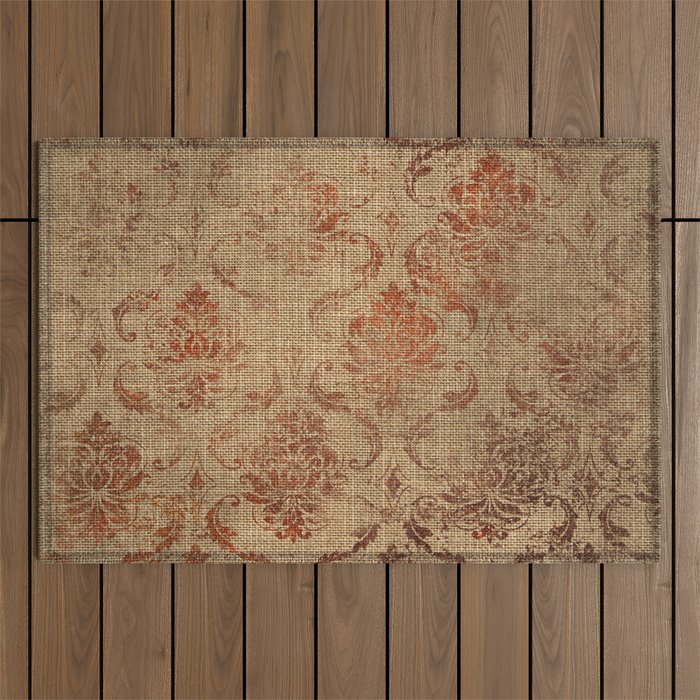 Aged Damask Texture 1 Outdoor Rug
