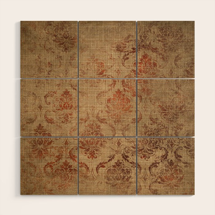 Aged Damask Texture 1 Wood Wall Art Gallery Image 1