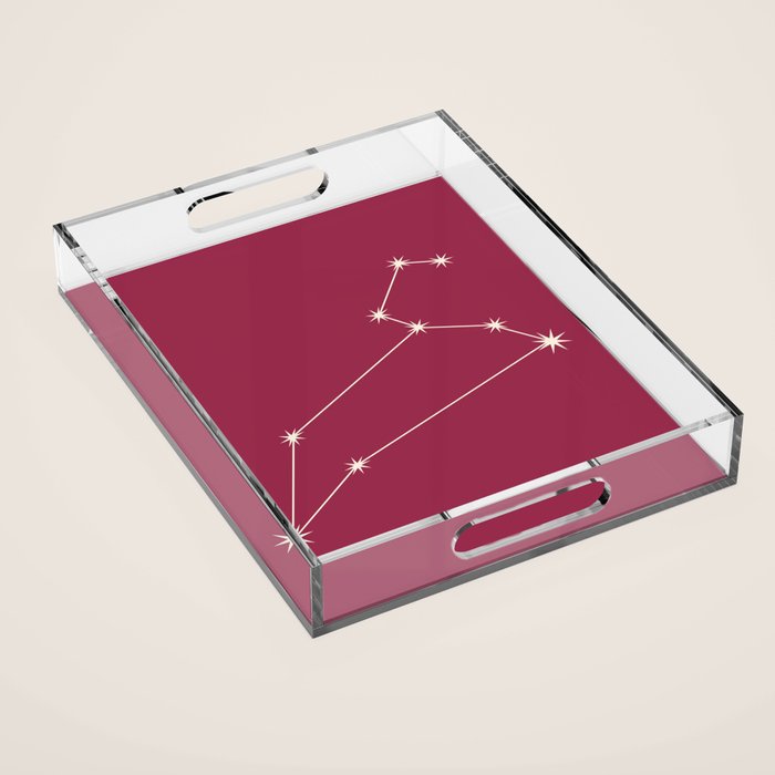 Leo Zodiac Star Constellation Line Art Pink Acrylic Tray Gallery Image 1