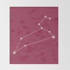 Leo Zodiac Star Constellation Line Art Pink Throw Blanket Gallery Image 2