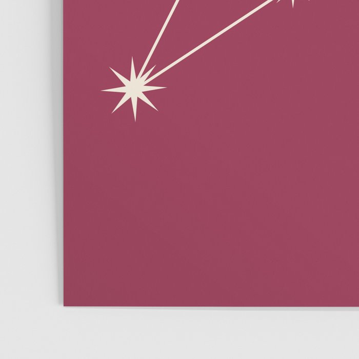 Leo Zodiac Star Constellation Line Art Pink Poster Gallery Image 3