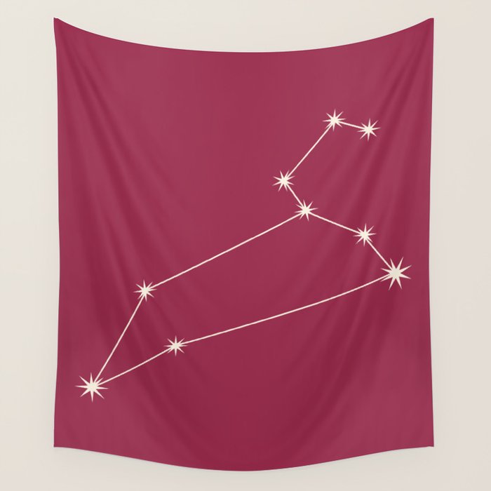 Leo Zodiac Star Constellation Line Art Pink Wall Tapestry Gallery Image 4