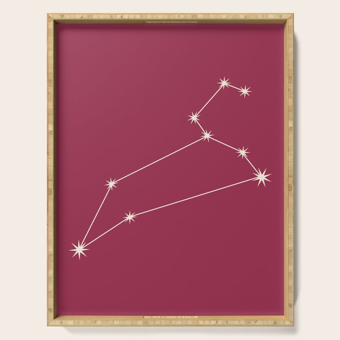 Leo Zodiac Star Constellation Line Art Pink Serving Tray Gallery Image 1