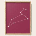 Leo Zodiac Star Constellation Line Art Pink Serving Tray Gallery Image 1