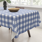 Gingham Check Pattern in Navy Blue and White Tablecloth Gallery Image 3