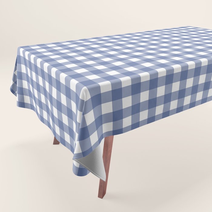 Gingham Check Pattern in Navy Blue and White Tablecloth Gallery Image 1